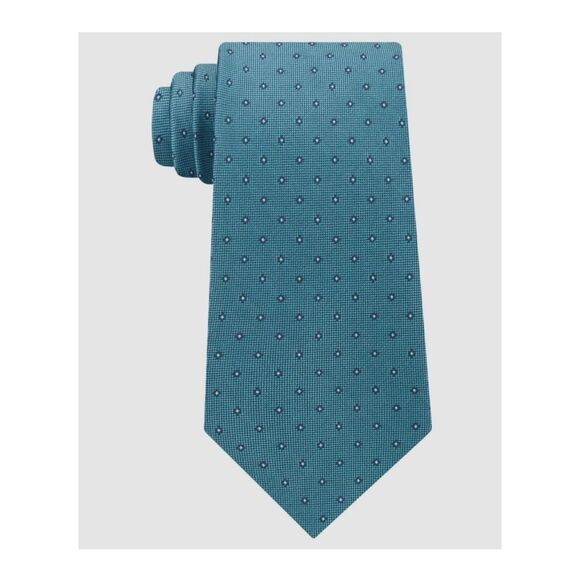 Calvin Klein Men's Blue Pique Dot Solid Classic Narrow Silk Tie Size 58 x 3 - Picture 1 of 14